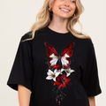 MNW T SHIRT Crimson Butterfly & Lily Graphic