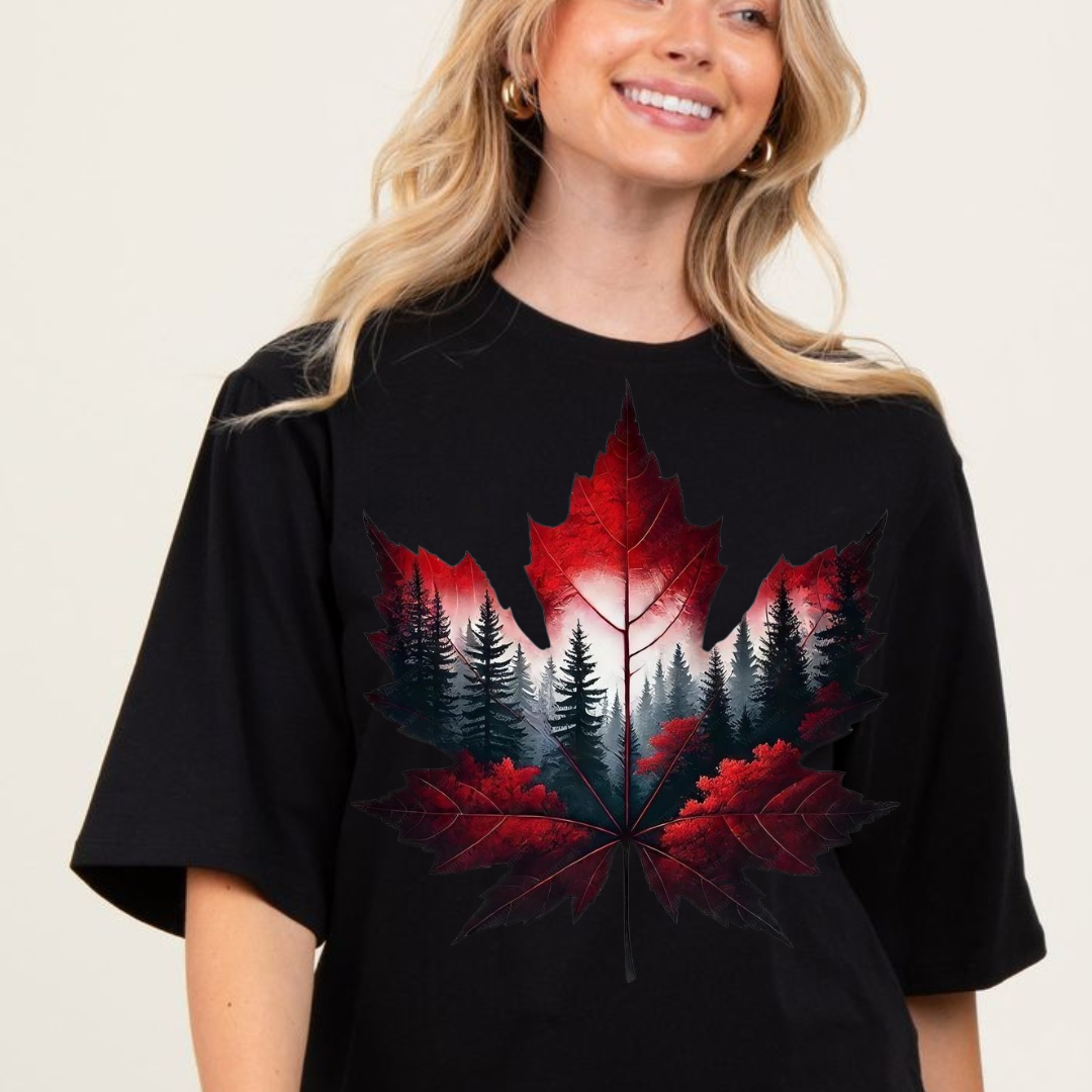 MNW T SHIRT Crimson Forest Maple Leaf Graphic T-Shirt