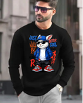 MNW Sweatshirt Men Rebel Rabbit Graphic Crewneck Sweatshirt - Black